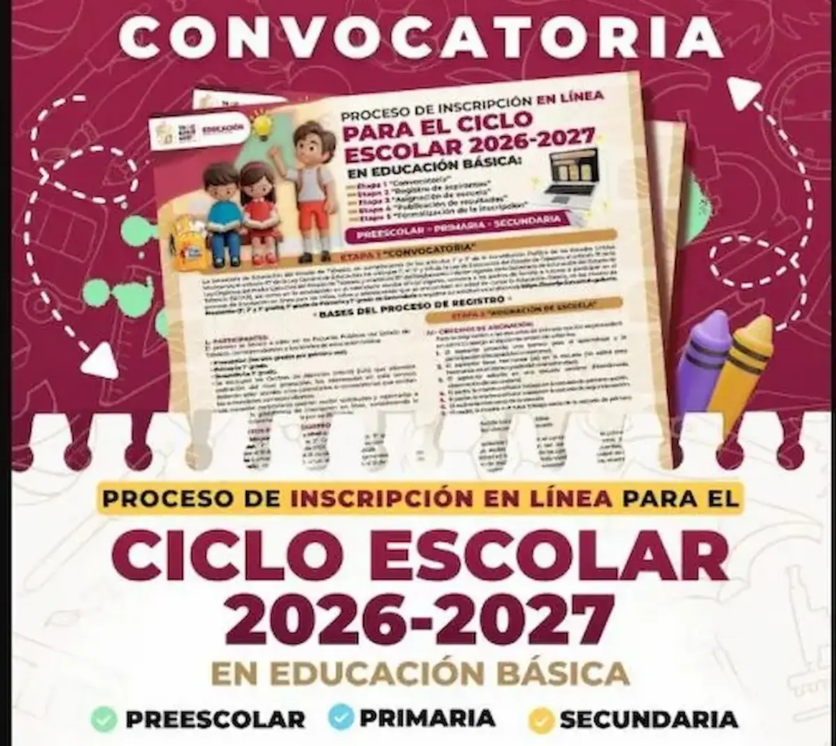 publicidad de la convocatoria de sep 2026-2027