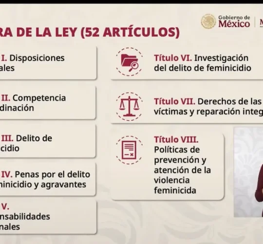 Sheinbaum Pardo presentó la iniciativa de Ley General para Prevenir, Investigar, Sancionar y Reparar el Daño por el Delito de Feminicidio.