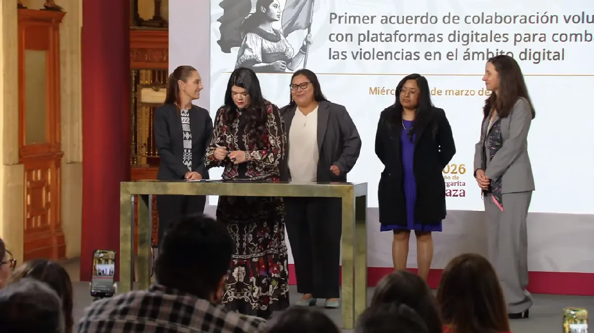 Gobierno de Sheinbaum firma acuerdo con Google, Meta y TikTok para combatir la violencia digital.