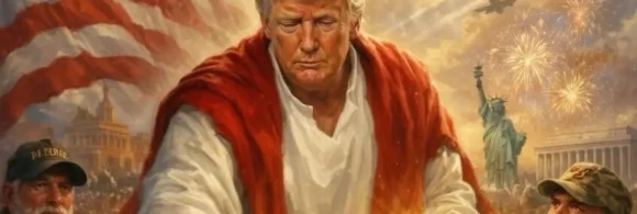 El mandatario republicano subió dicha imagen en su red social Truth y en ella también aparece rodeado de militares, sanitarios y una mujer civil rezando.