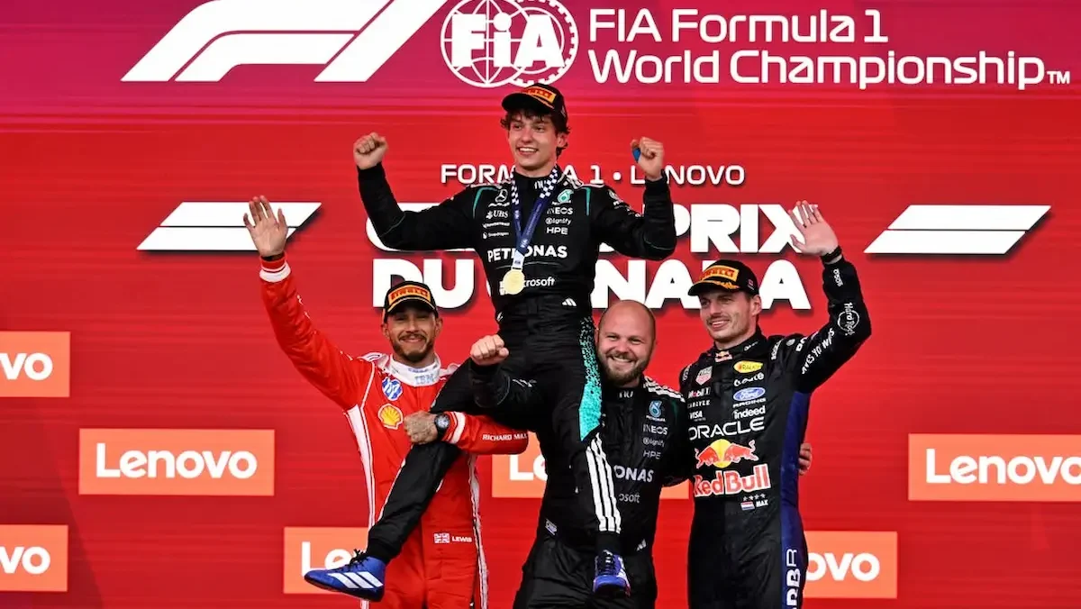 El italiano Andrea Kimi Antonelli (Mercedes) festejó su cuarto triunfo seguido al ganar el Gran Premio de Canadá, el quinto del Mundial de Fórmula Uno