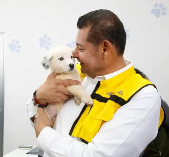 Armenta con su nuevo perrito