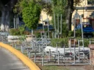 instalacion de gradas para el desfile de 5 de mayo