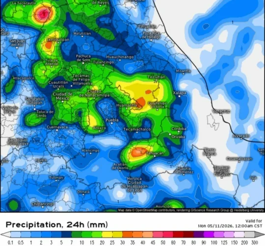 mapa del frente frio