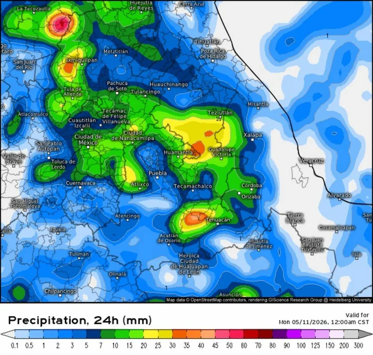 mapa del frente frio