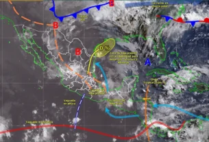 El sistema continuará favoreciendo precipitaciones de consideración, además de lluvias fuertes a muy fuertes en entidades del noreste, oriente y centro del territorio nacional.