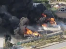Incendio en una empresa de almacenamiento y transporte de hidrocarburo en Pesquería, Nuevo León.