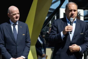 Gianni Infantino, presidente de la FIFA y el presidente de la CONCACAF, Víctor Montagliani