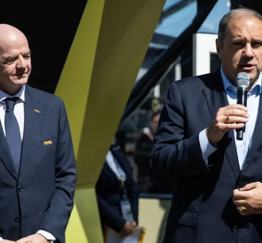 Gianni Infantino, presidente de la FIFA y el presidente de la CONCACAF, Víctor Montagliani