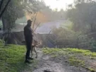 Parte afectada por el socavón en la ciclovía en el Parque Metropolitano