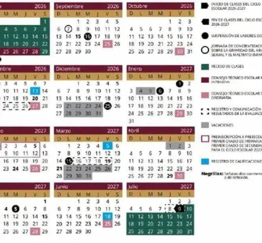 Calendario escolar SEP 2026-2027
