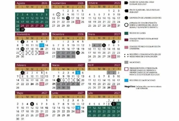 Calendario escolar SEP 2026-2027