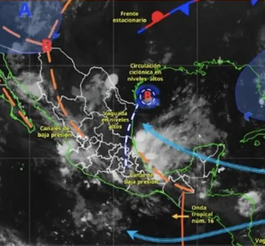 El SMN prevé que una onda tropical 16 contribuya a la inestabilidad en el clima el resto de la semana.