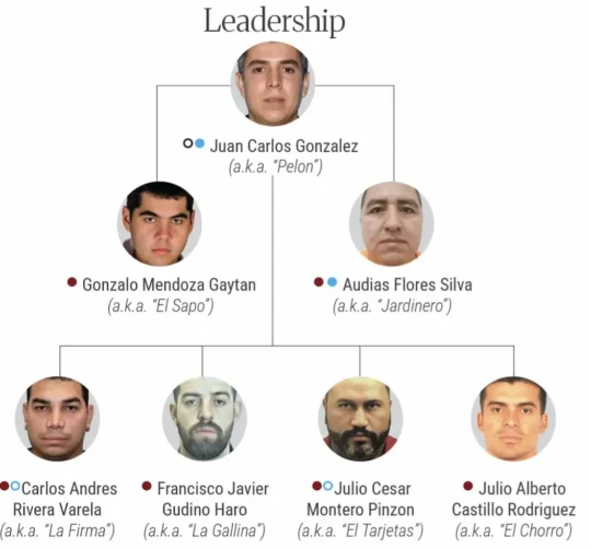 Organigrama del CJNG dado a conocer por la OFAC