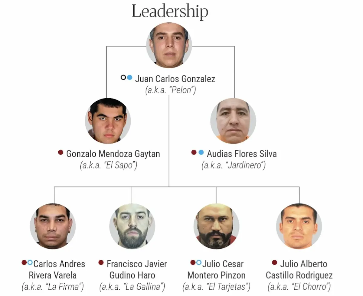 Organigrama del CJNG dado a conocer por la OFAC