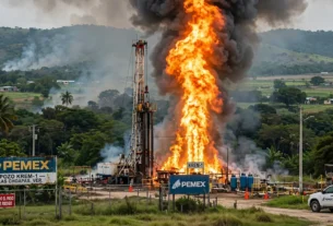 Trabajos para controlar la contingencia en el pozo Krem-1, ubicado en Las Choapas, Veracruz