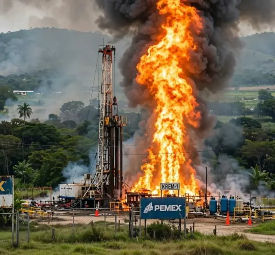 Trabajos para controlar la contingencia en el pozo Krem-1, ubicado en Las Choapas, Veracruz