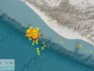 Imagen indica epicentro del sismo más fuerte y varias replicas registradas cerca de Chiapas.