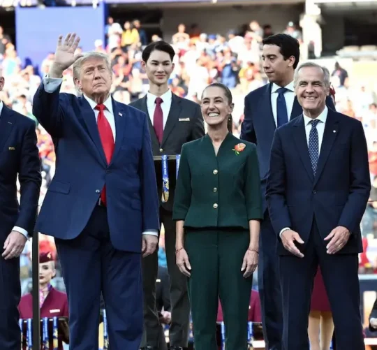 Gianni Infantino, Donald Trump, Claudia Sheinbaum, Mark Carney y el Rey Felipe VI