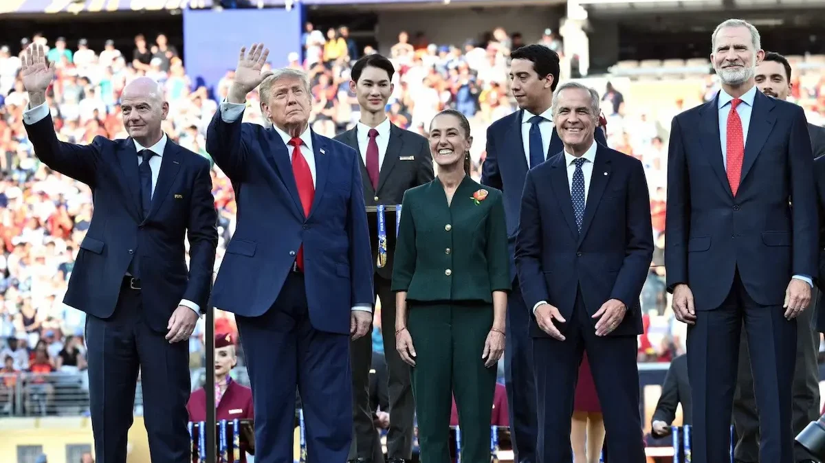 Gianni Infantino, Donald Trump, Claudia Sheinbaum, Mark Carney y el Rey Felipe VI