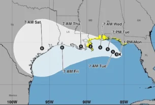 Mapa que indica avance de la tormenta Bertha