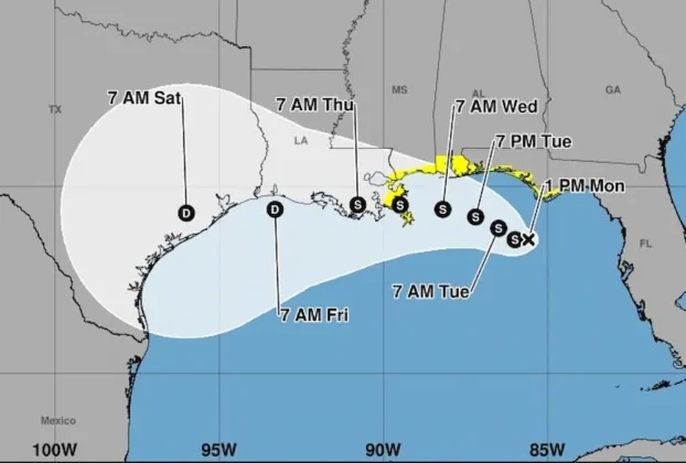 Mapa que indica avance de la tormenta Bertha