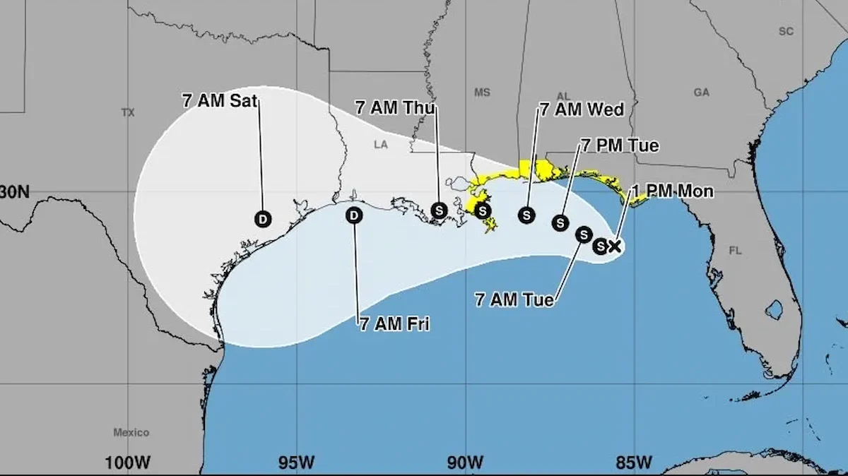Mapa que indica avance de la tormenta Bertha