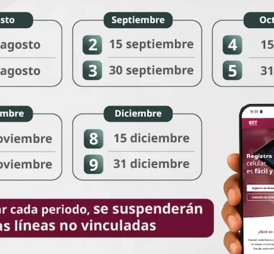 Calendario de fecha límite para el registro de líneas de telefonía celular.