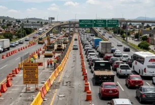 Obras en la autopista México-Puebla