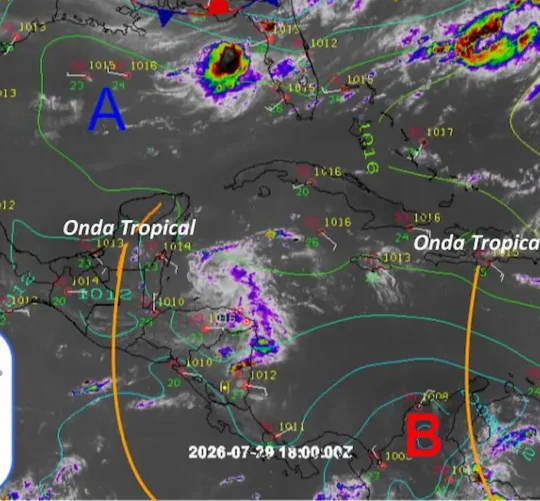 Análisis meteorológico muestra onda tropical 22