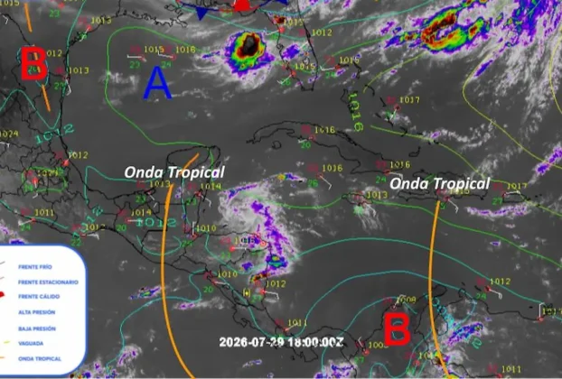 Análisis meteorológico muestra onda tropical 22