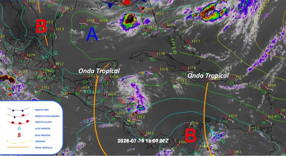 Análisis meteorológico muestra onda tropical 22