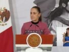La Presidenta Claudia Sheinbaum durante su conferencia matutina desde Salón Guillermo Prieto en Palacio Nacional.