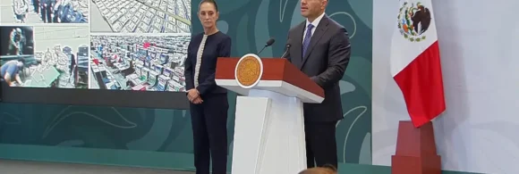Claudia Sheinbaum y Omar García Harfuch durante la conferencia mañanera