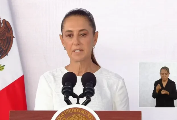 La Presidenta Claudia Sheinbaum durante su conferencia matutina desde Cuernavaca, Morelos.