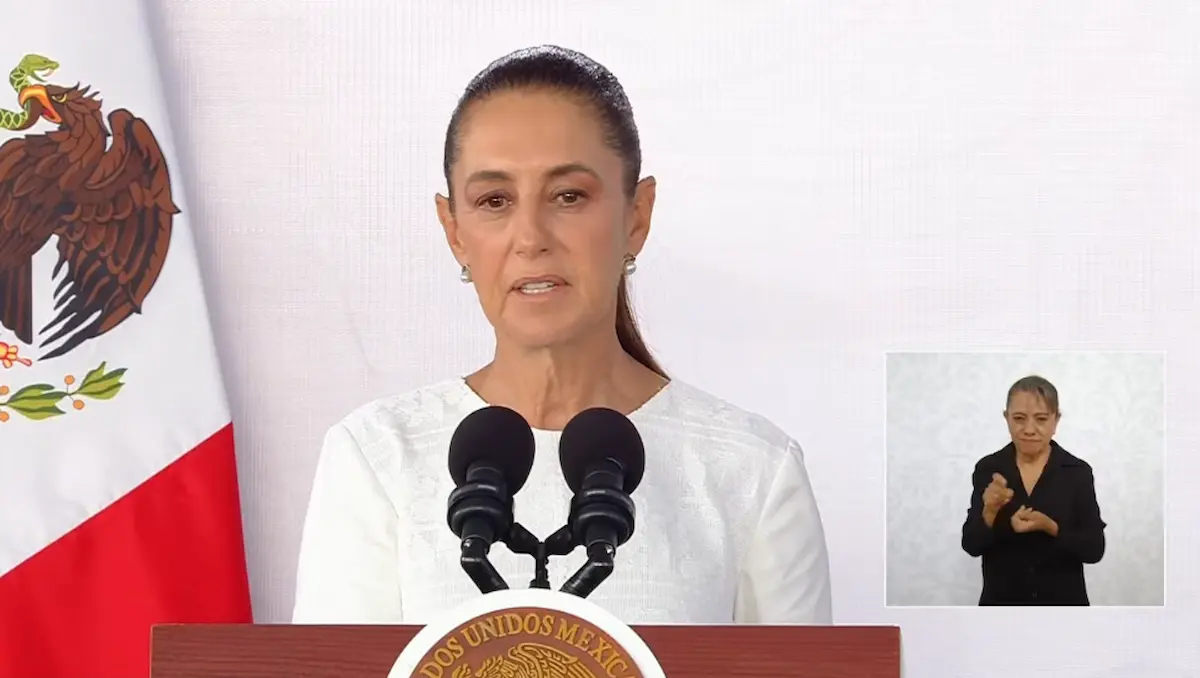 La Presidenta Claudia Sheinbaum durante su conferencia matutina desde Cuernavaca, Morelos.