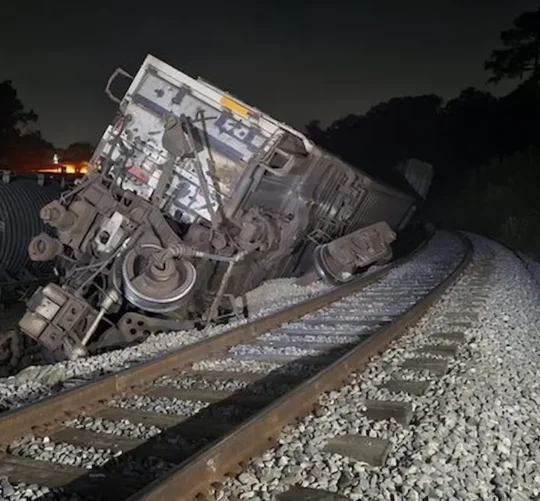 la noche del pasado 14 de julio se registró un nuevo descarrilamiento del Tren Interoceánico en el Istmo de Tehuantepec, Oaxaca.