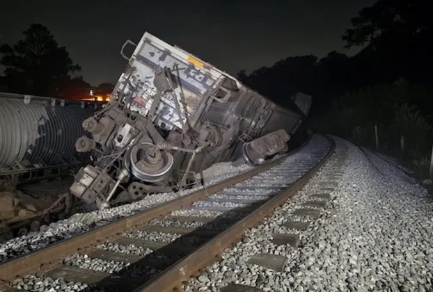 la noche del pasado 14 de julio se registró un nuevo descarrilamiento del Tren Interoceánico en el Istmo de Tehuantepec, Oaxaca.