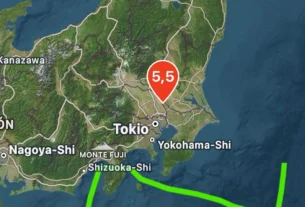 Mapa que indica epicentro de temblor magnitud 5.9