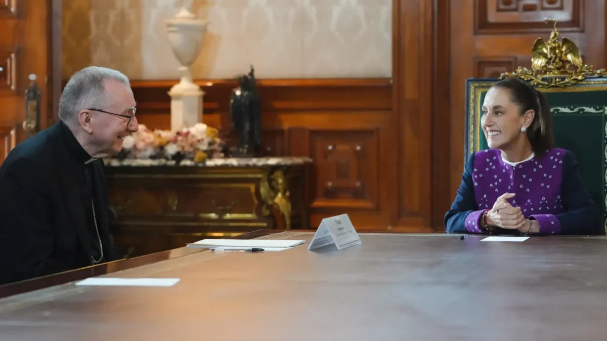 La presidenta Claudia Sheinbaum recibió en Palacio Nacional secretario de Estado del Vaticano, Pietro Parolin
