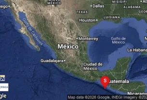 Imagen de epicentro de sismo de magnitud 5.2 Loc 146 km al sureste de Chiapas
