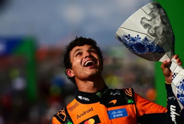 Lando Norris celebra su victoria en el GP de Países Bajos