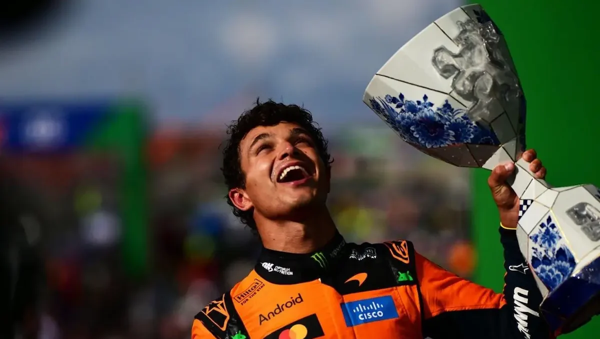 Lando Norris celebra su victoria en el GP de Países Bajos