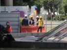 Colocaron láminas para rodear la Plaza Cívica en la zona del Centro Escolar