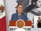 La Presidenta Claudia Sheinbaum durante su conferencia matutina desde Salón Guillermo Prieto en Palacio Nacional.