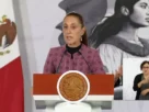 La Presidenta Claudia Sheinbaum durante su conferencia matutina desde Salón Guillermo Prieto en Palacio Nacional.