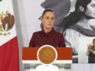 La Presidenta Claudia Sheinbaum durante su conferencia matutina desde Salón Guillermo Prieto en Palacio Nacional.