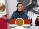 La Presidenta Claudia Sheinbaum durante su conferencia matutina desde Salón Guillermo Prieto en Palacio Nacional.