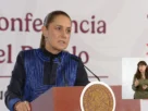 La Presidenta Claudia Sheinbaum durante su conferencia matutina desde Salón Guillermo Prieto en Palacio Nacional.