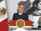 La Presidenta Claudia Sheinbaum durante su conferencia matutina desde Salón Guillermo Prieto en Palacio Nacional.